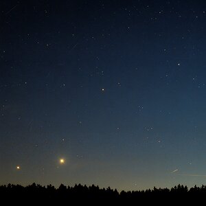 Venus, Jupiter mit Kastor und Pollux