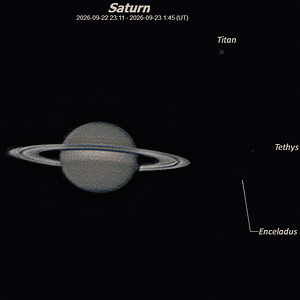 Saturn vom 22/23.9.26 mit 4 Monden