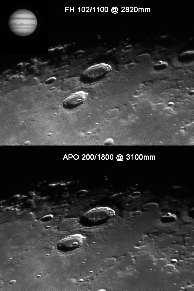 4" vs. 8"  Mond, Jupiter