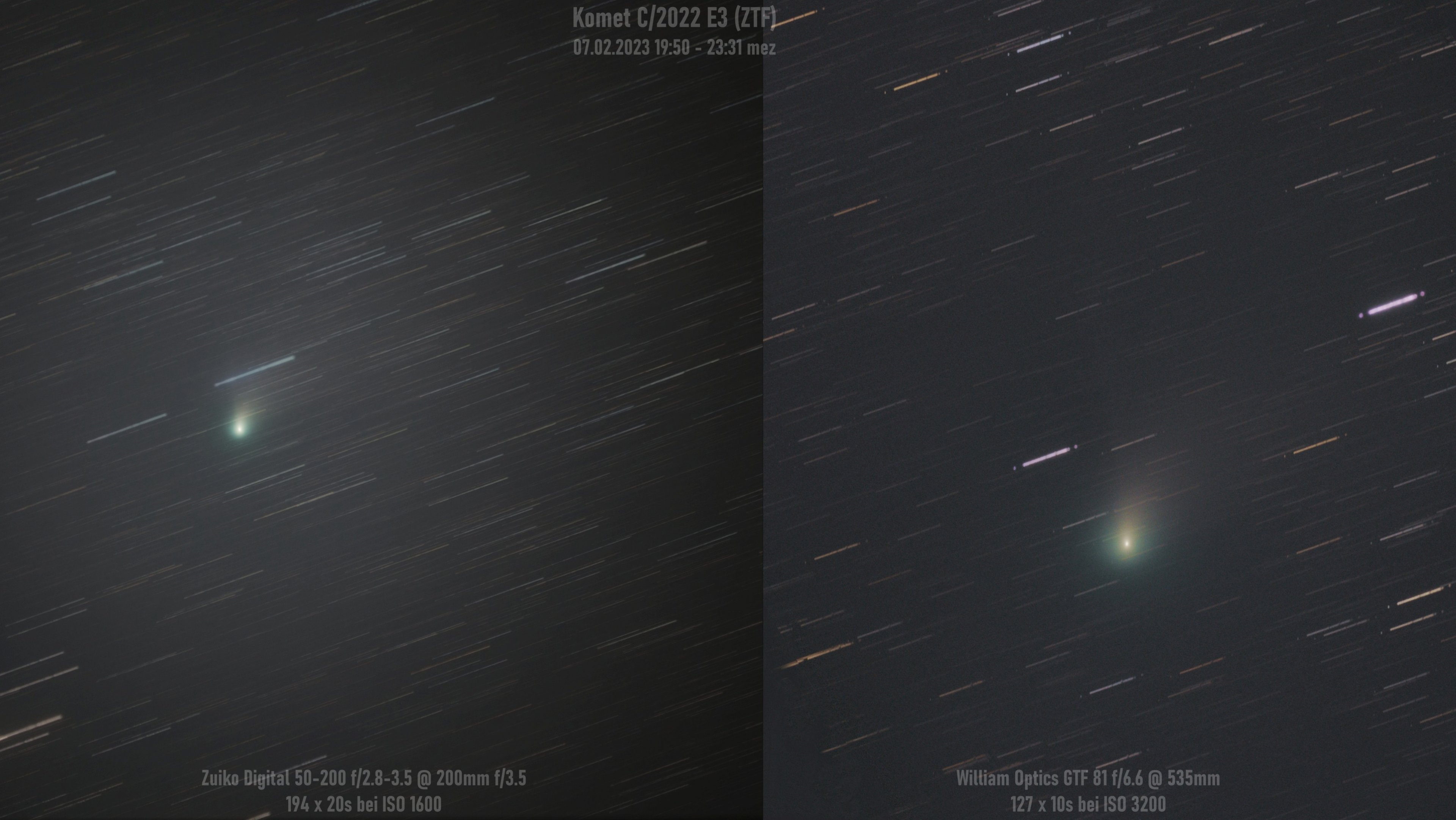 C/2022 E3 (ZTF) mit 200mm Tele und 535mm APO