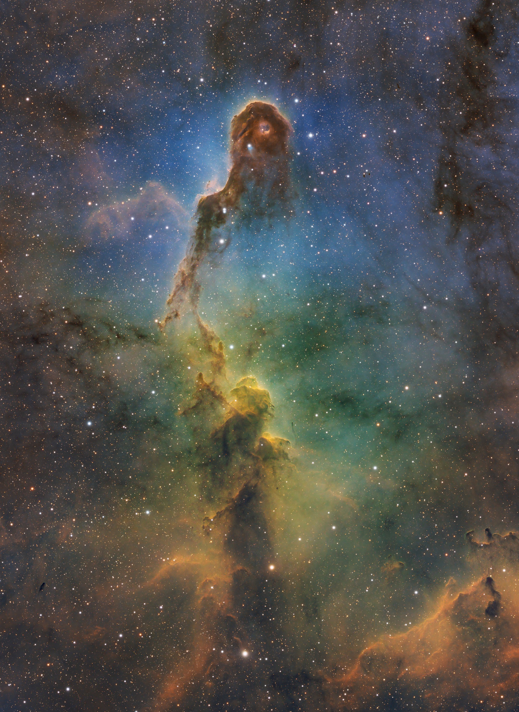 IC 1396A – Der Elefantenrüsselnebel in Farbe und bunt