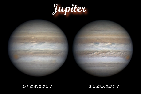 Jupiter am 14. und 15. Mai