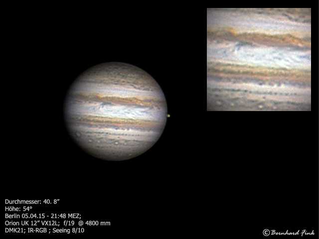 Jupiter bedeckt Io am 05.04.2015