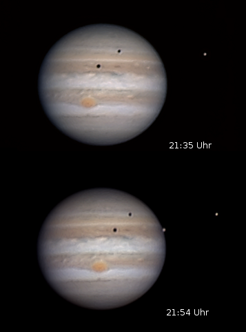Jupiter mit 2 Mondschatten