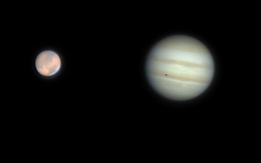 Jupiter mit Schatten & Mars