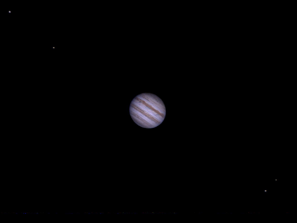 Jupiter mit seinen vier Monden am 20.04.2016