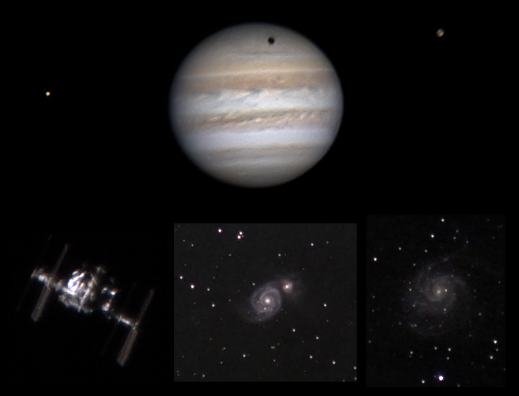 Jupiter & Mondschatten, ISS, M51 & M101