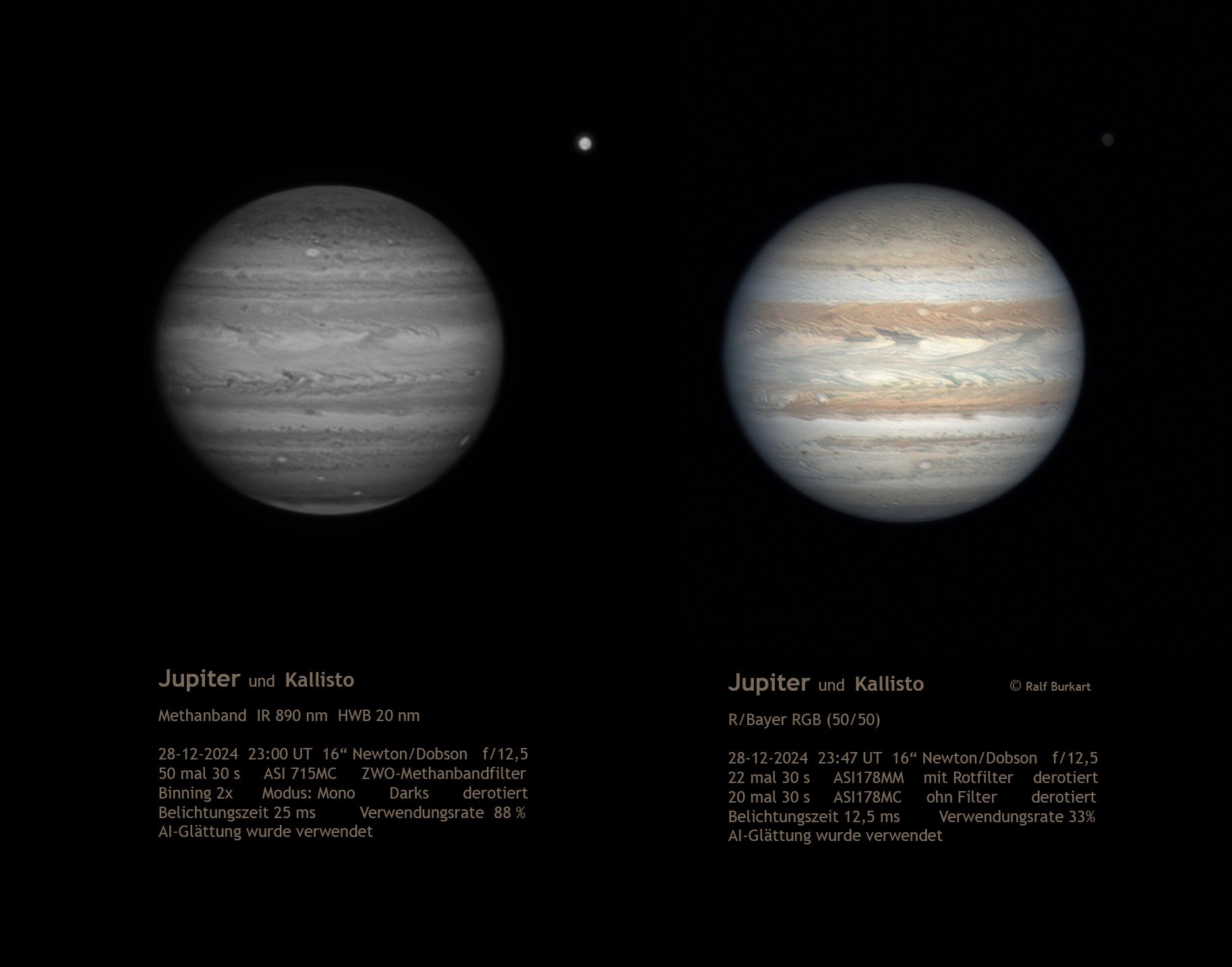 Jupiter und Jupiter im Methanband