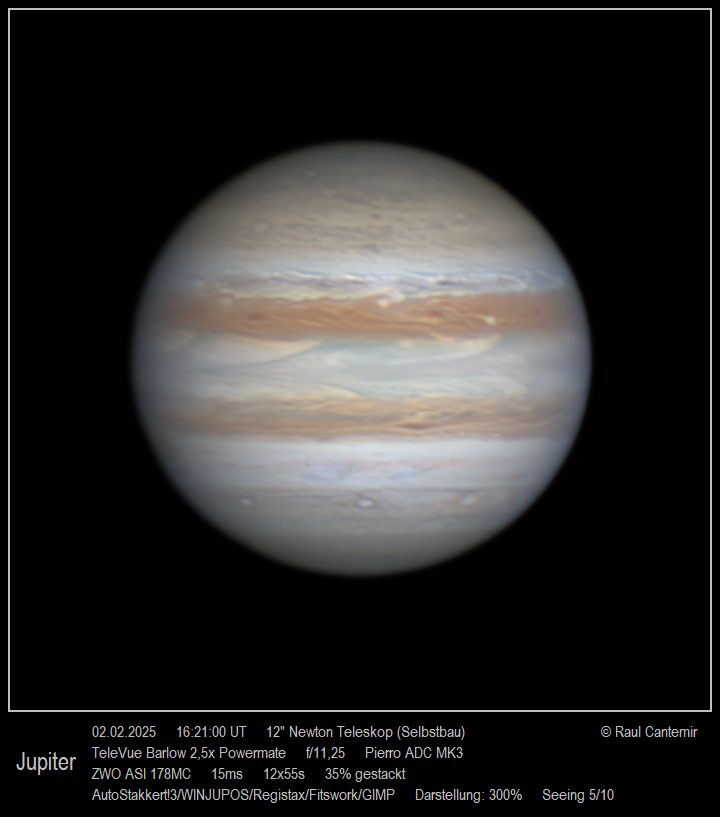 Jupiter vom 02.02.25 bei Tageslicht gegen 16:21 UT