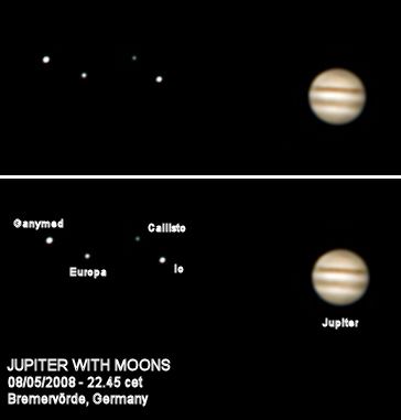 Jupitersystem am 5. August