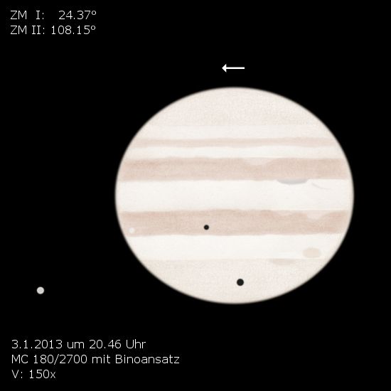 Jupiterzeichnung vom 1.3.2013