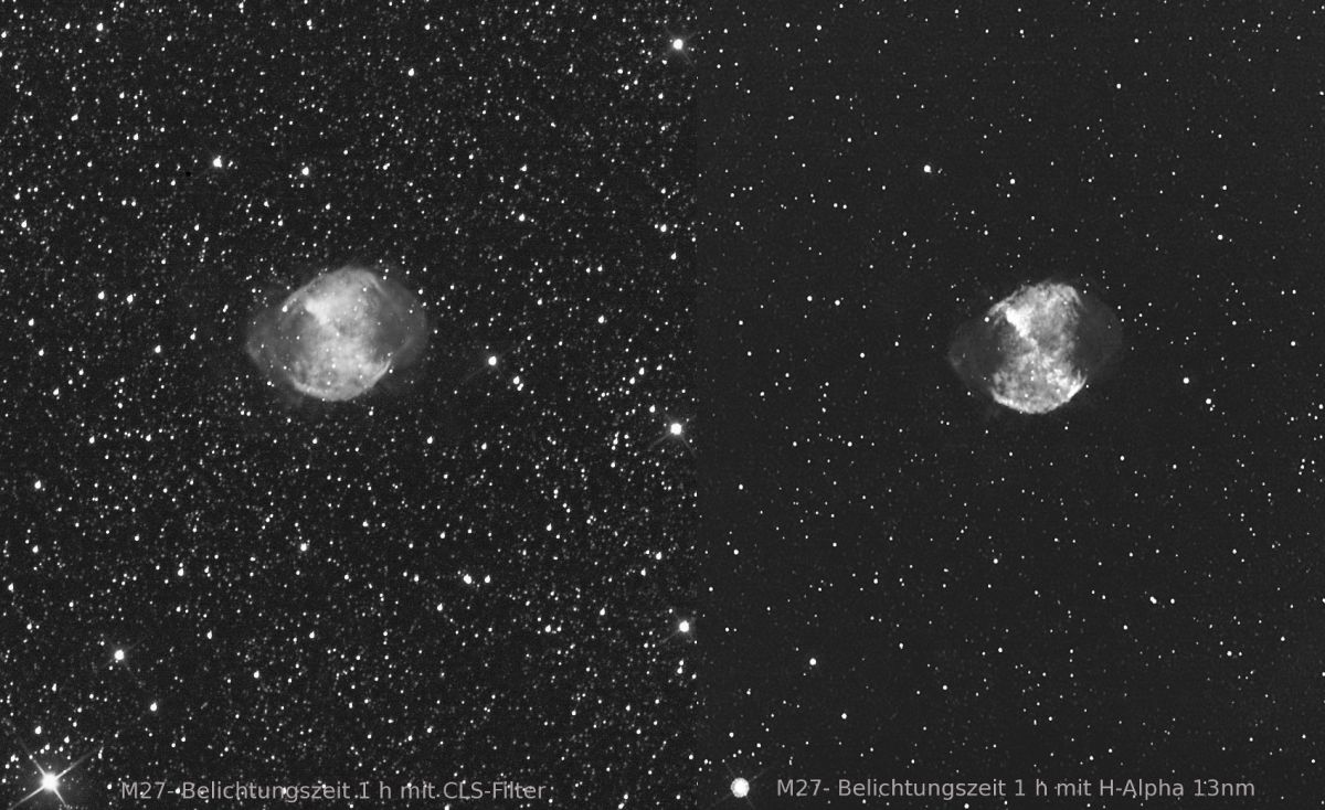 M27 mit H-Alpha 13nm und CLS im Vergleich