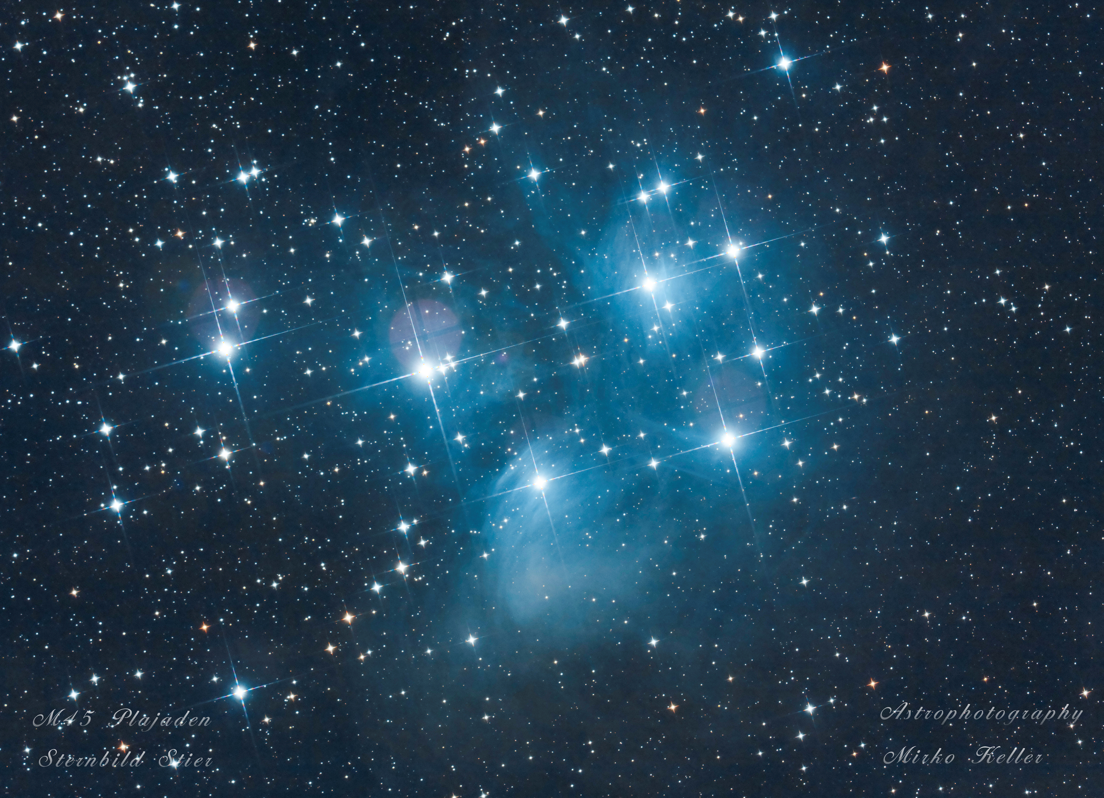 M45 Die Plejaden, das "Siebengestirn" oder "Seven Sisters"