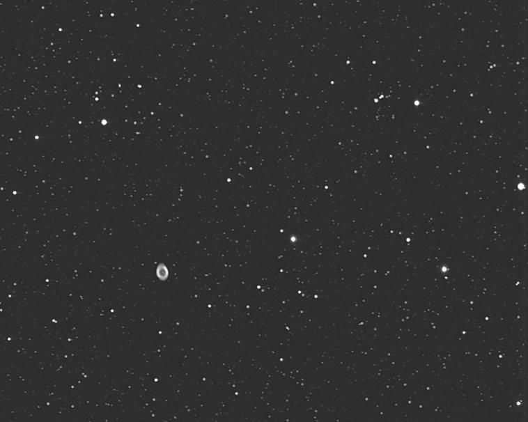 M57 mit Zentralstern s/w mit Watec 120n+