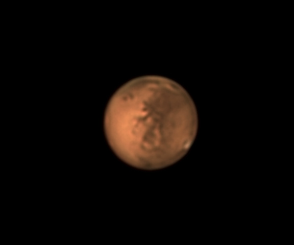 Mars IRGB ZM 71°, Solis Lacus und Valles Marineris, dunkelste Stelle Juventae Fons