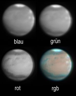 Mars mit Wolken am 20.2.2010 - erster Versuch RGB