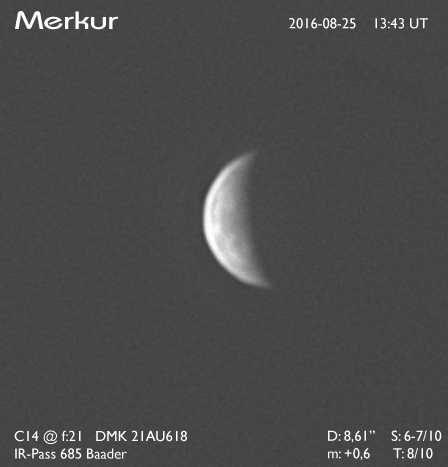 Merkur 25. August am Taghimmel
