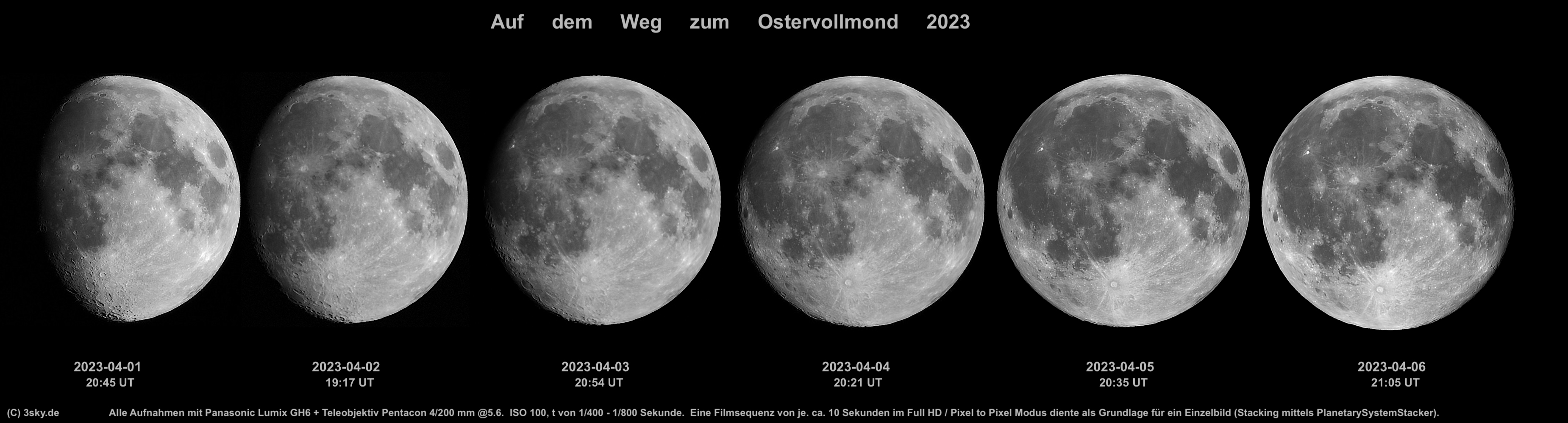 Mit f 200 mm auf dem Weg zum Ostervollmond.