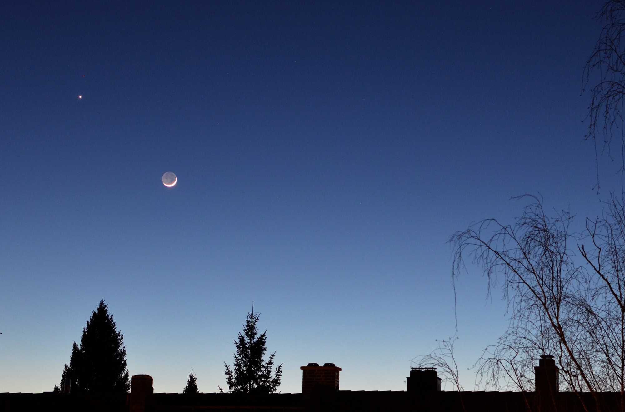 Mond, Venus, Mars und endlich freier Himmel