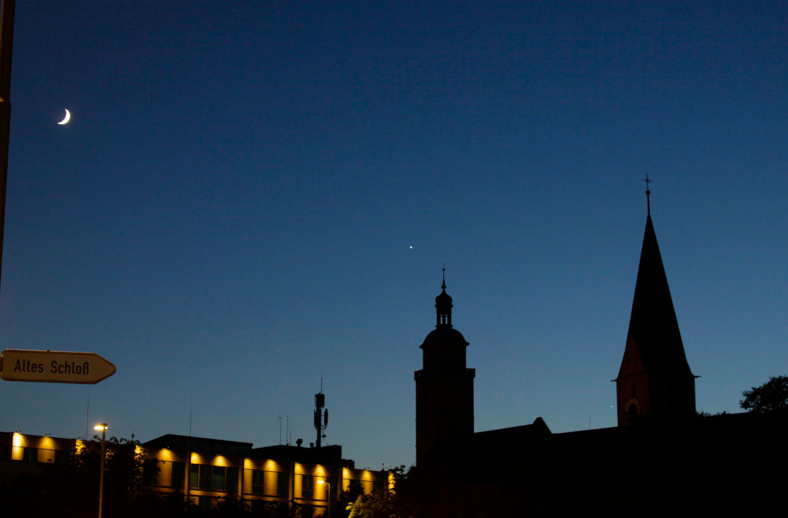 Mond, Venus und Jupiter über Ingolstadt