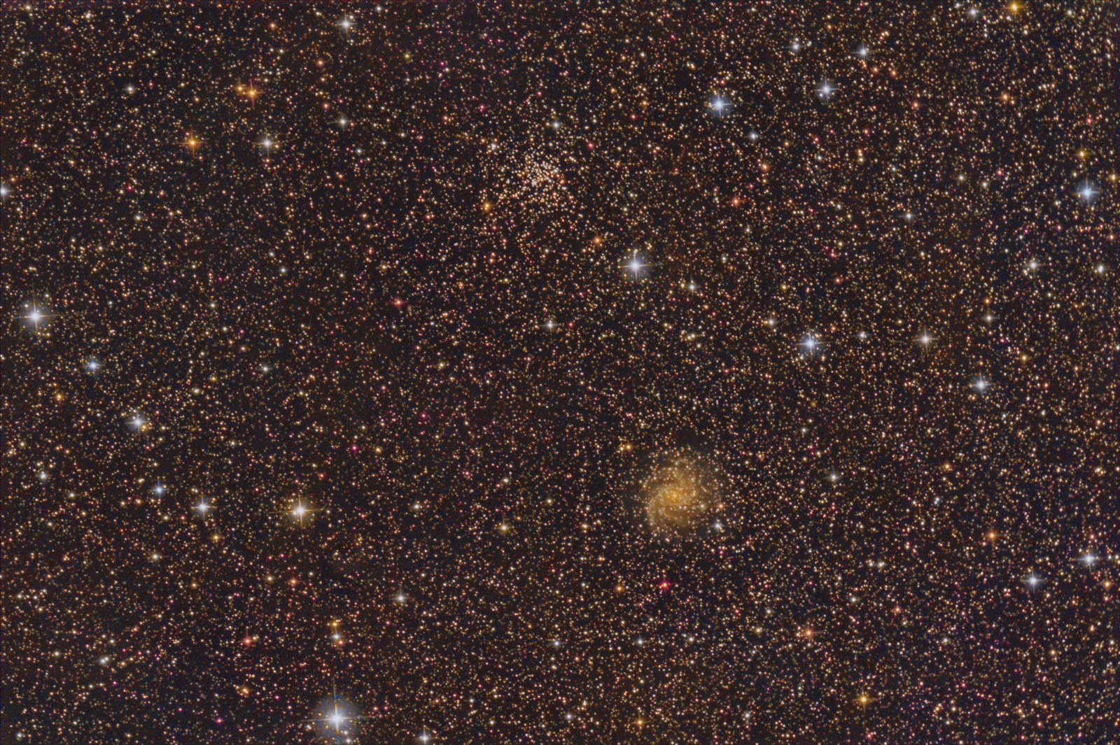 NGC 6946 + 6939 neu bearbeitet vom 08.05.2018; 31x3min ohne Filter; 6" f/4 Newton, Canon 750d;
