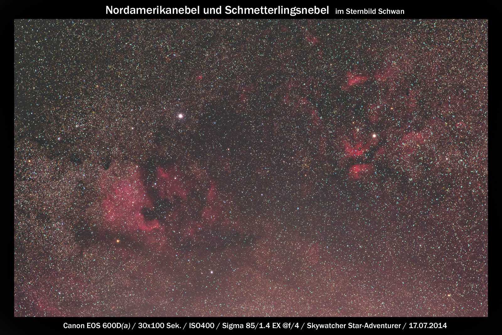 Nordamerikanebel und Schmetterlingnebel