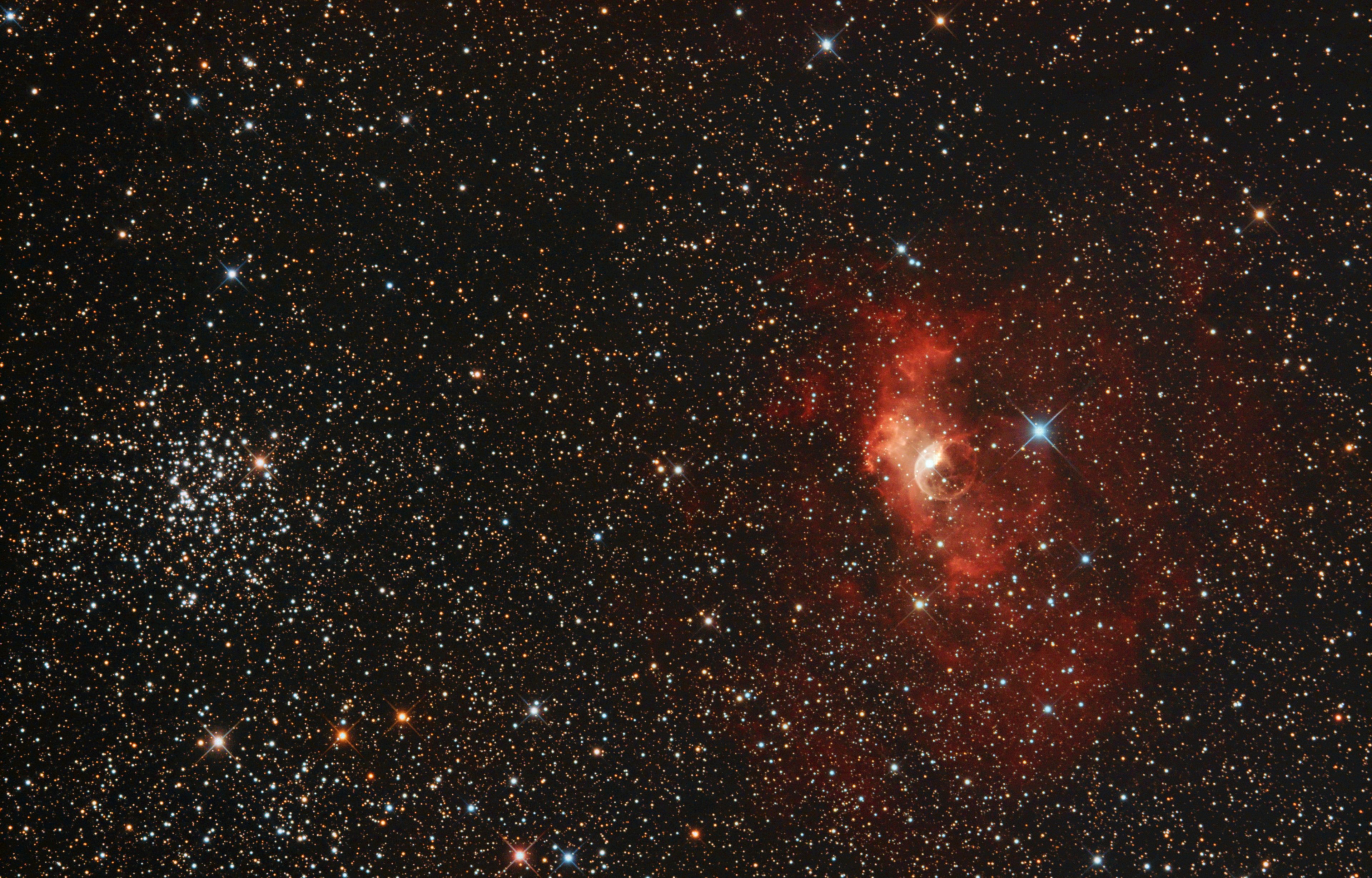 NOVA CAS 2021 ( V1405 Cas ) , NGC 7635 und M52 ( NGC 7654 )