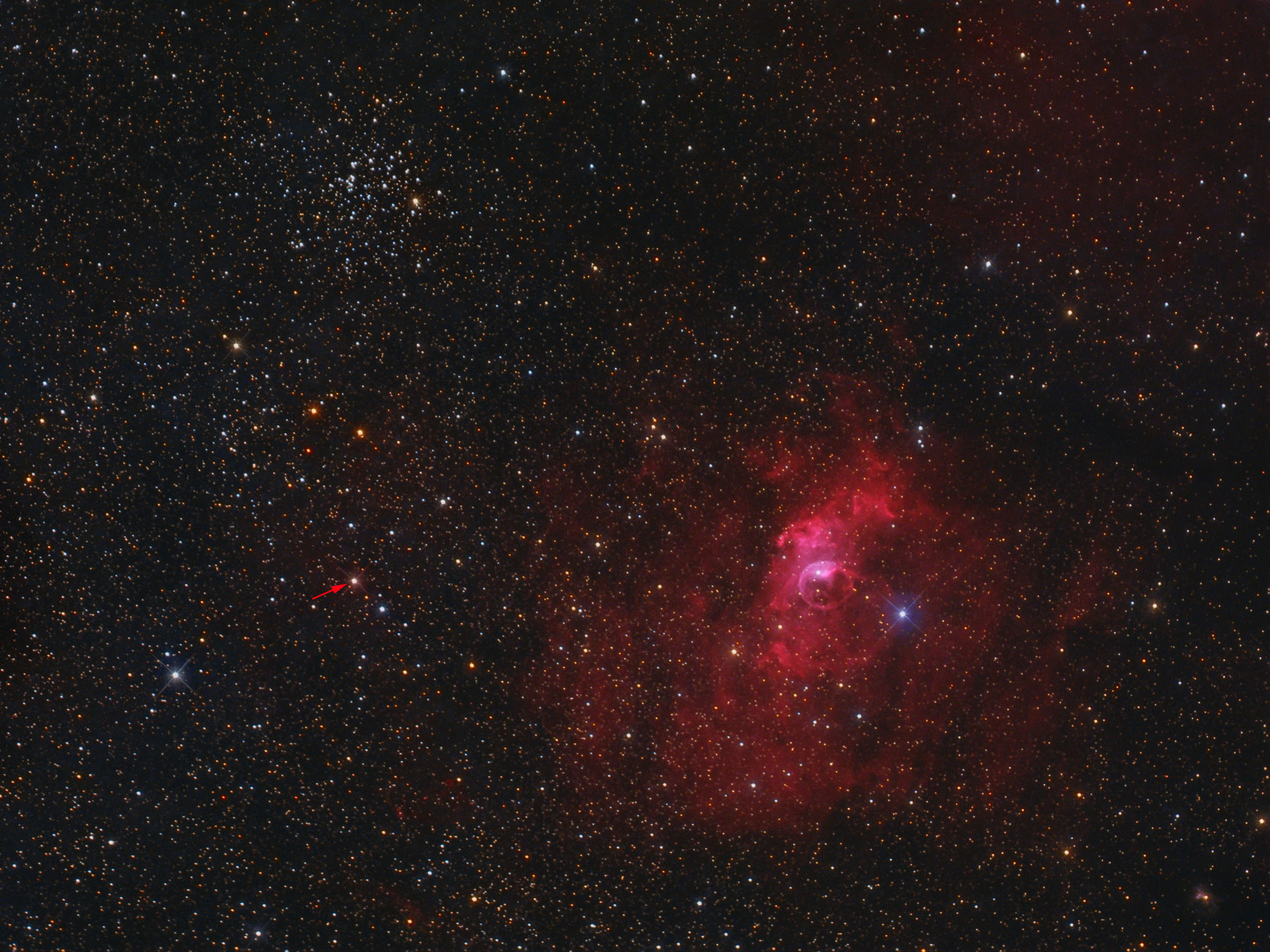 Nova V1405Cas mit NGC7635 und M52