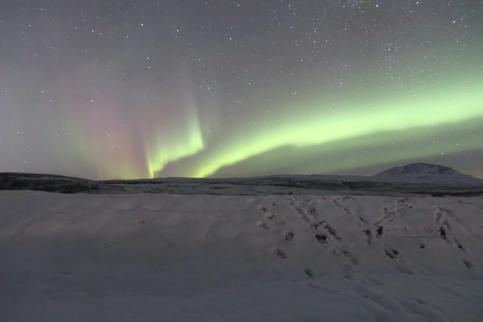 Polarlichter Thingvellir Beginn