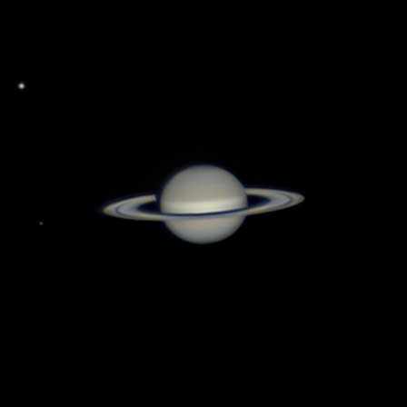 Saturn am 29.08. mit Titan und Enceladus
