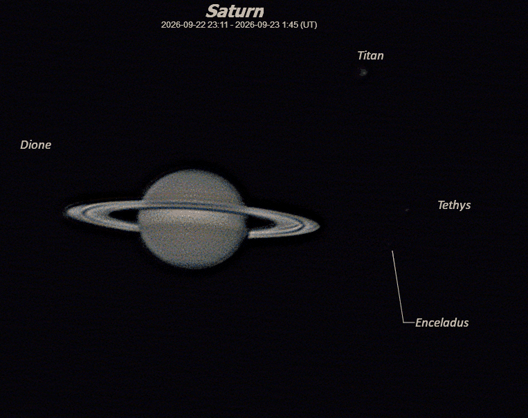 Saturn vom 22/23.9.26 mit 4 Monden