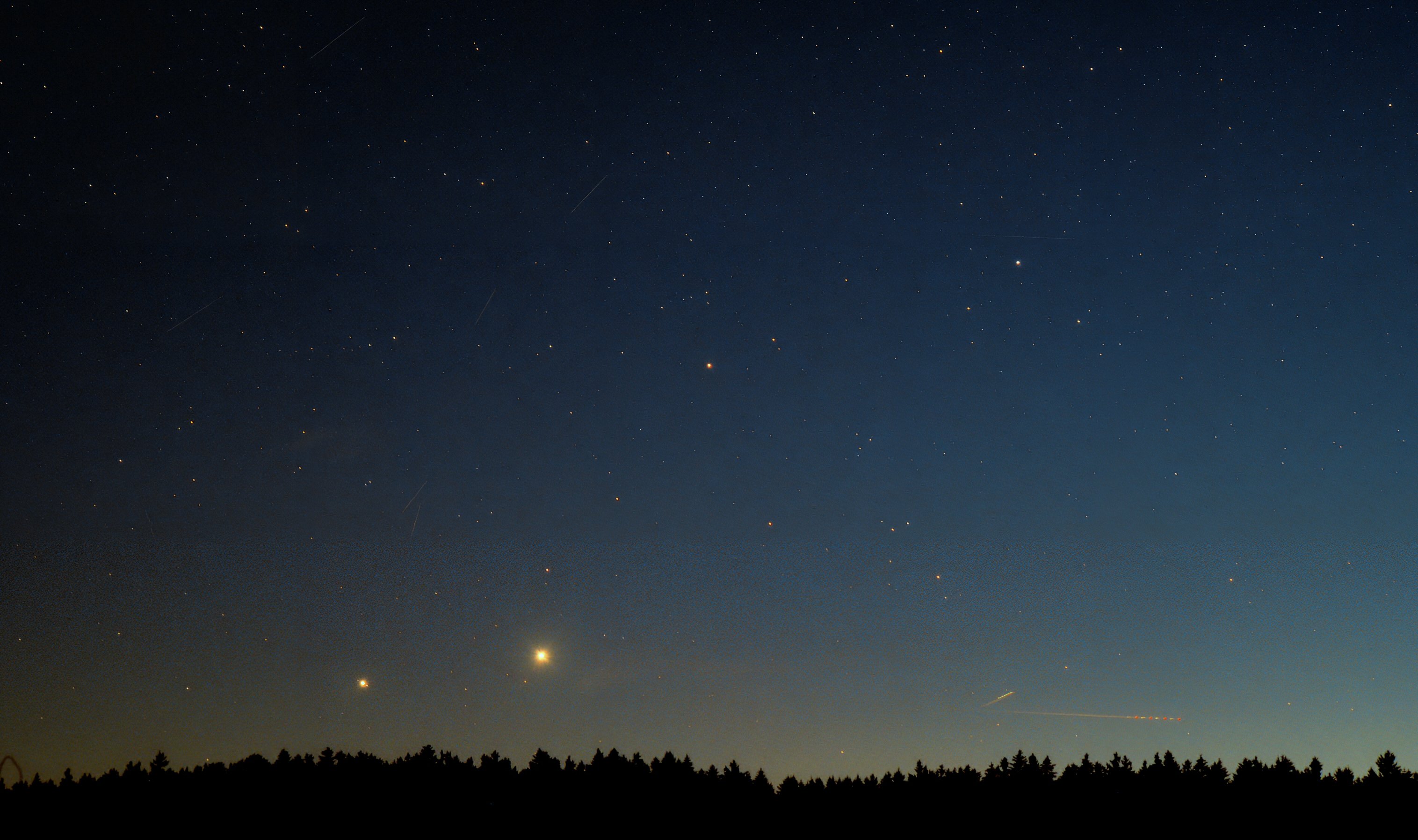 Venus, Jupiter mit Kastor und Pollux