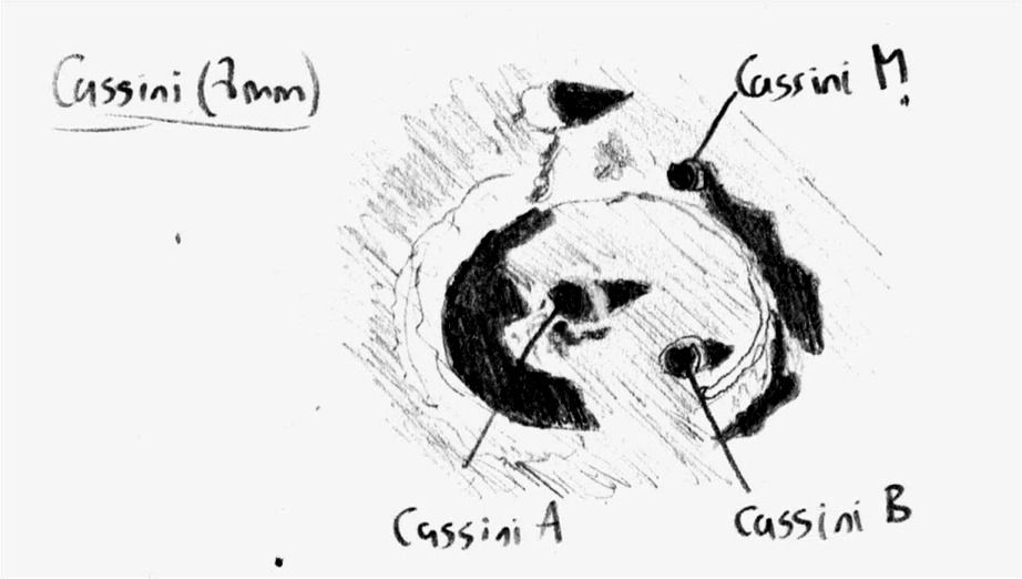 Zeichnung: Krater Cassini mit MAK 127/1500